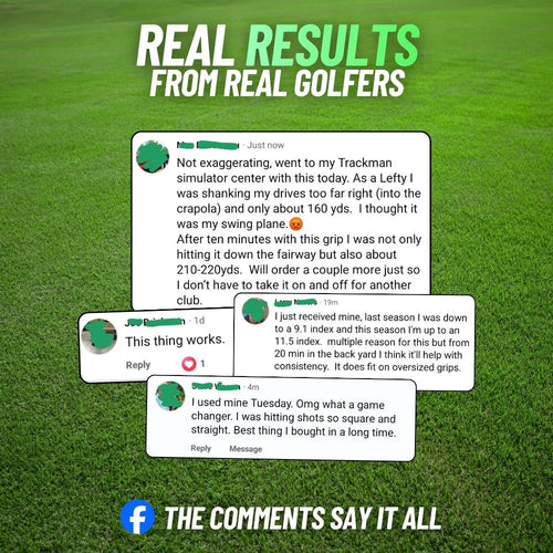 Golfers discussing the grip trainer