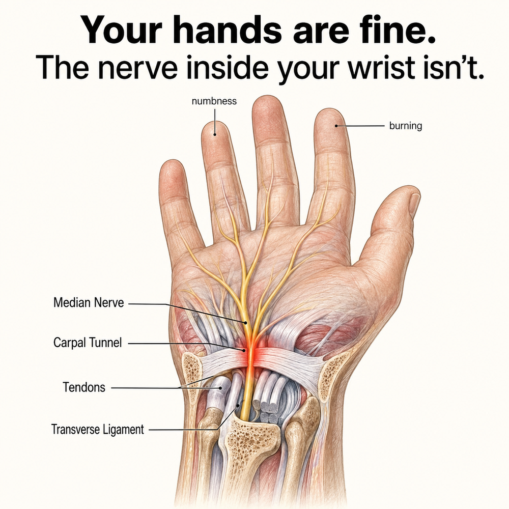 How red light reaches the median nerve