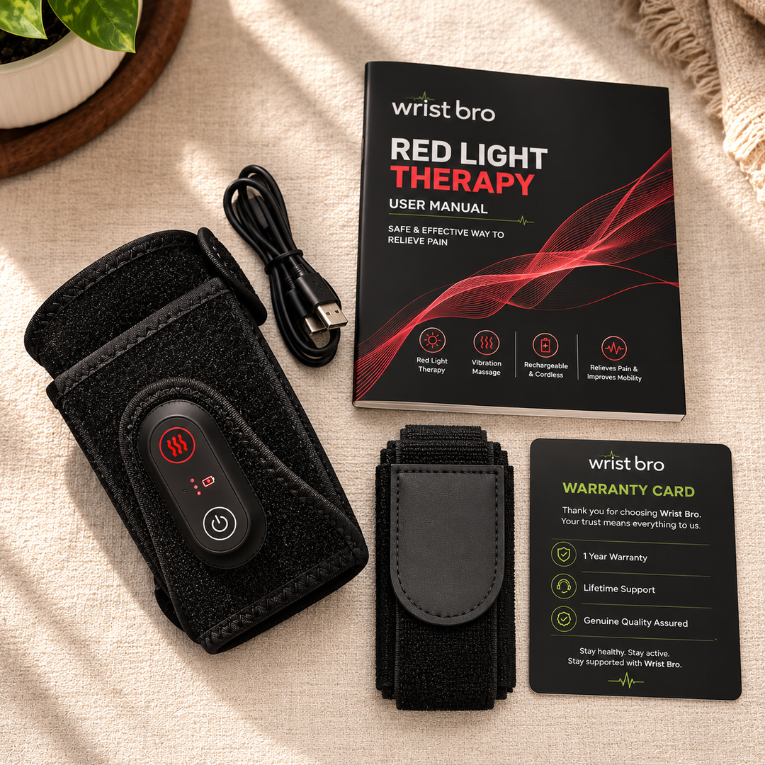 What's included - wrap, USB-C cable, manual, extension strap and warranty card