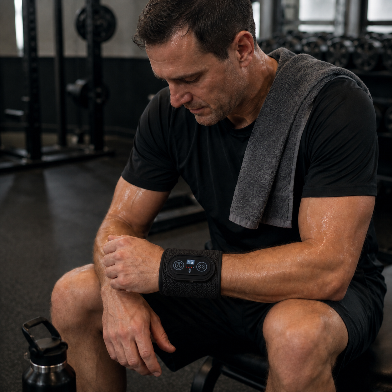 Man wearing Wrist Bro after a gym session