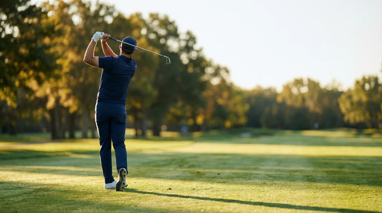 Golfer at the top of the backswing